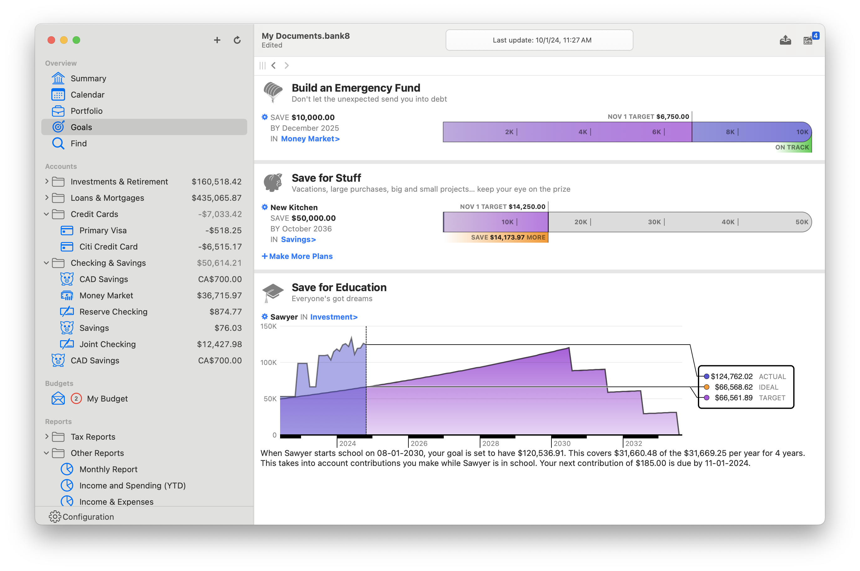 Screenshot of goals on Mac with sidebar visible