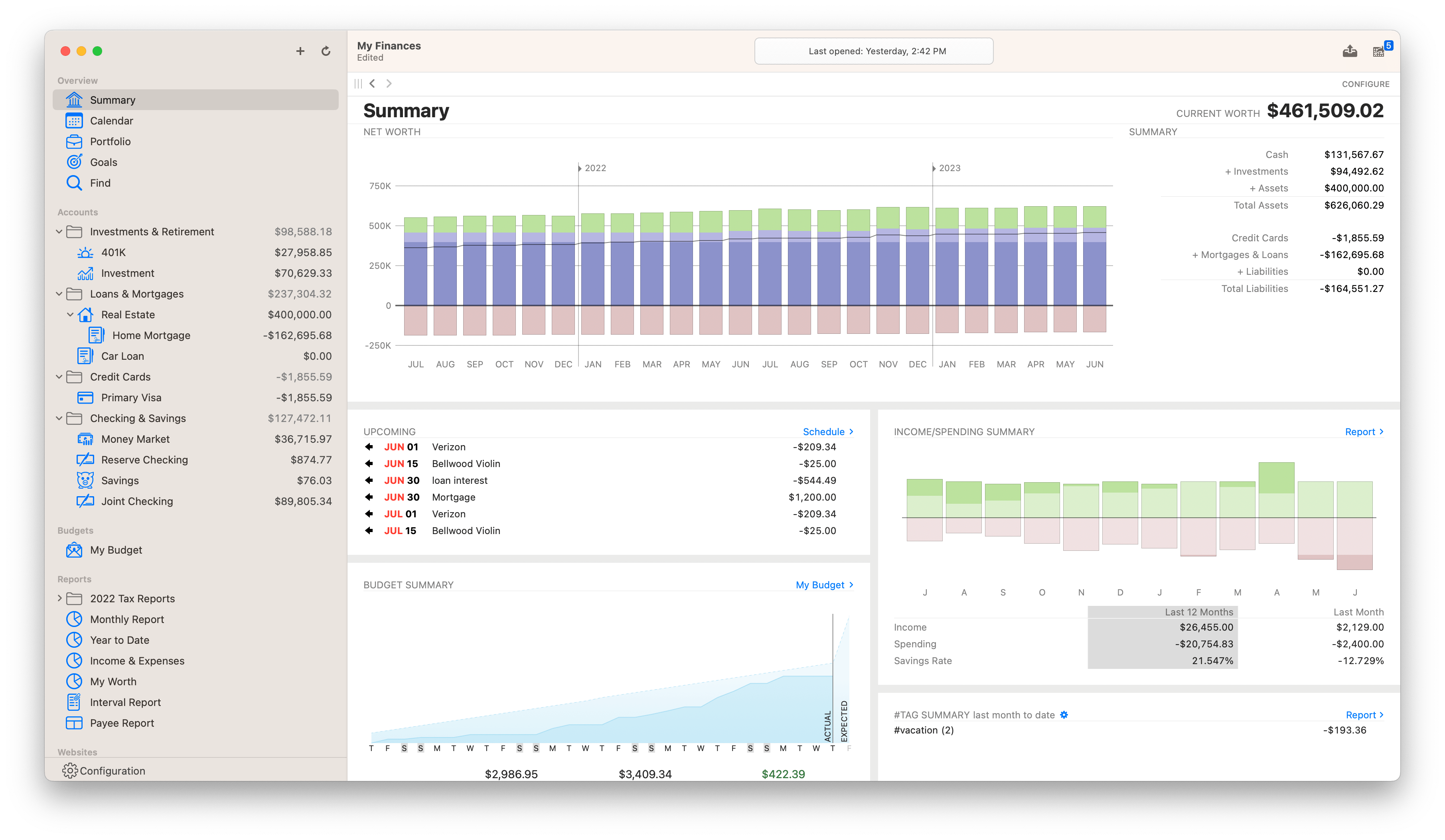 Screenshot of accounts on Mac