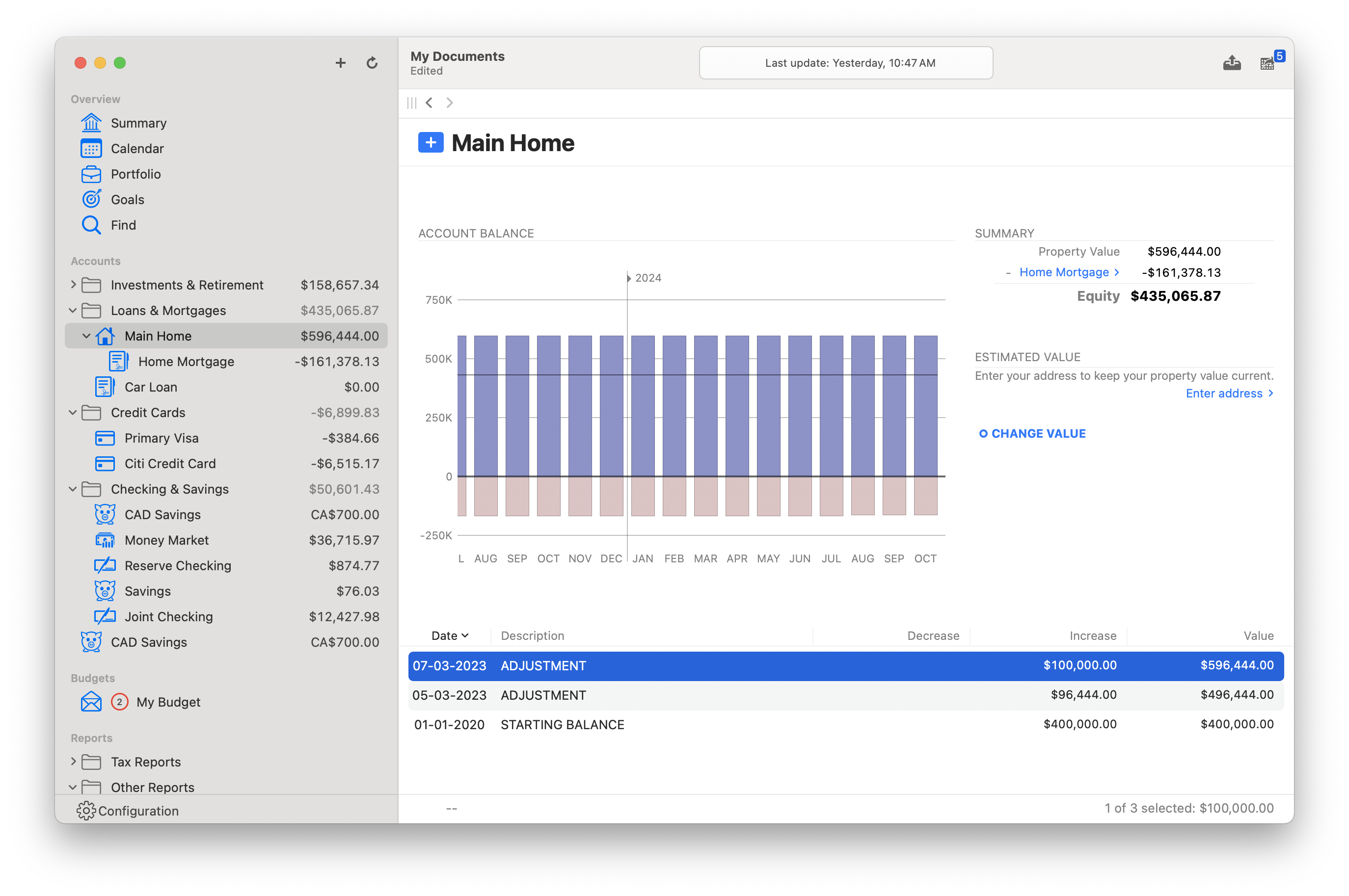 Screenshot of real estate tracking on Mac