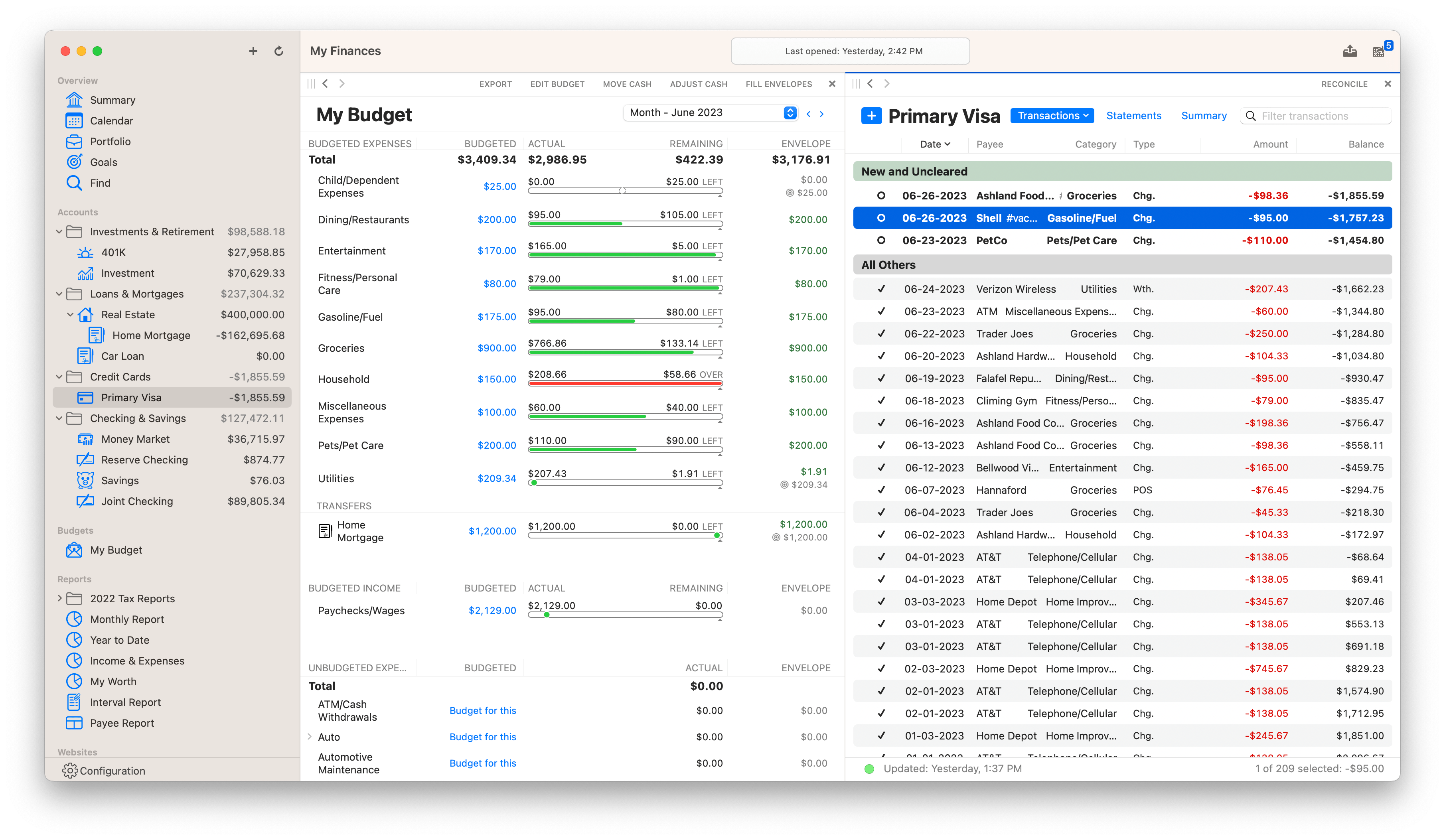 Screenshot of workspaces on Mac